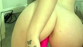 Horny British slut girlfriend shares her solo toy orgasm in college webcam session.