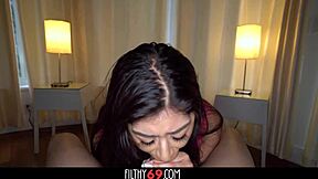 Watch this Latina teen 18+ with braces deepthroat my monster cock - Binky Baez