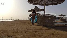 i'm flashing my cute blonde ass without panties on this public beach