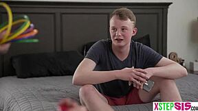 stepsister chloe temple and bff bianca bangs play ring toss on stepbros cock in pov.