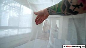 intriguing guy doggystyle fucking big tits stepmom in bedroom lingerie