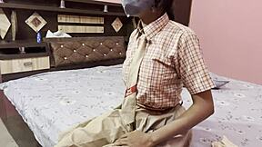 desi schoolgirl takes big cock in hardcore village sex session