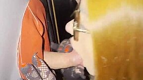 this cute brunette and redhead took turns at gloryhole fisting and deepthroat action