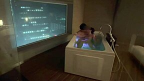 Personal Shooting Of Sucking Cute Santa's Pale Beautiful Breasts Like A Baby And Intense Standing Back Raw Sex In Hotel Bathroom With Night View