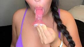 Slutty British girlfriend shares her horny college experience in this solo webcam session. She teases with toys until orgasm hits.