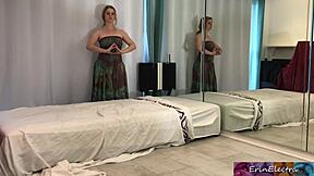 Is this horny blonde masseuse with big natural tits really taking a wild ride on her client's monster cock until cumshot?