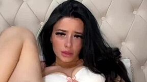 Horny British slut gives girlfriend experience with squirting orgasm on webcam