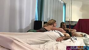 Is this horny blonde masseuse with big natural tits really taking a wild ride on her client's monster cock until cumshot?