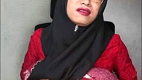 Black Hijab Shemale Strokes Cock!