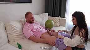 Stepbro pounds cute teen hard doggystyle on birthday