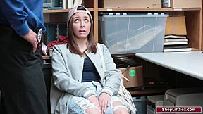 you're caught shoplifting brunette, now get banged by that big cock