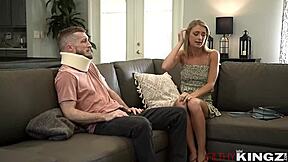 Perverted teen 18+ Payton Avery takes advantage with big tits blonde blowjob cowgirl riding cumshot