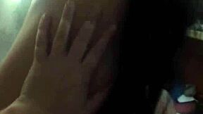 slutty step daughter strips for daddy, plays with tiny 18+ tits, gives handjob then rides his cock in hottest homemade video