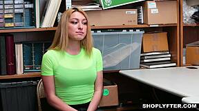 Horny Thick Blonde Teen 18+ Shoplifter Alexa Raye Seduces Security Officer!