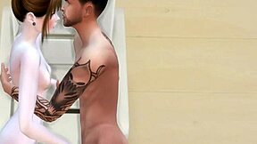 A young interracial college couple dives into a cute handjob game inspired by Sims 4