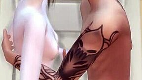 A young interracial college couple dives into a cute handjob game inspired by Sims 4