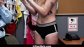 Officer caught me shoplifting, ripped my clothes, fingered my dripping pussy on his desk until I submitted in domination play.