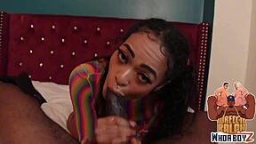 Ebony slut endured intense BBC pounding before swallowing the full load