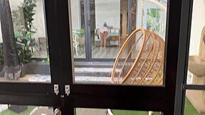 New Neighbor Watches and Jerks Off to Stranger Fuck with Blowjob and Handjob