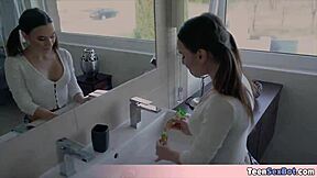 My stepsis always pranking me but time for a revenge today I will have my own prank with her petite brunette body and small tits