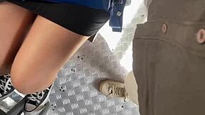 Look at me flashing my skirt with no panties on the street and in the public bus!