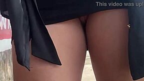 Look at me flashing my skirt with no panties on the street and in the public bus!