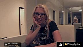 Hot blonde skips prom for dirty lesbian fingering with stacked stepmom backstage 😏