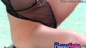 sexiest natural blonde lareina tay strips naked poolside teasing her shaved pussy