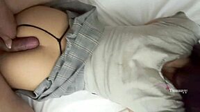 mi hermanastra lifts her uniform skirt on bed gives wild sentones so i'll let her finish homework