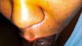 big breasted chick delivers SLOPPY WET BLOWJOB cum dripping everywhere