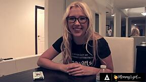 Hot blonde skips prom for dirty lesbian fingering with stacked stepmom backstage 😏