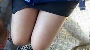 Look at me flashing my skirt with no panties on the street and in the public bus!