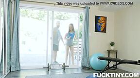 i can't believe i'm benchpressing my petite neighbor lily glee with her big ass and tits bouncing everywhere during this hardcore session