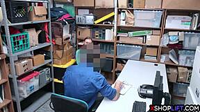 Redhead Shoplifter Teen Smashed Rough by Mall Cop!