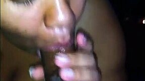 big breasted chick delivers SLOPPY WET BLOWJOB cum dripping everywhere