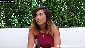 asian 18 year old meets her first big black cock on casting sofa