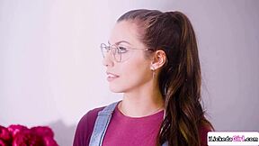 busty brunette and petite redhead lick hairy pussies