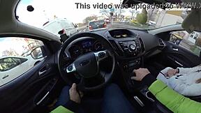 lili charmelle stops car for quick creampie fuck