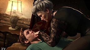 FUCK YES! Freaky milf fingers and sucks young guy's big tits domination game!