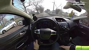 lili charmelle stops car for quick creampie fuck