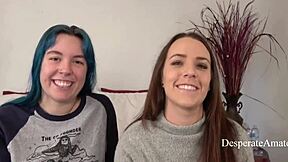 Olivia and Alisha stretch tight pussies desperate amateur style