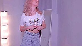 Blonde teen dances on webcam