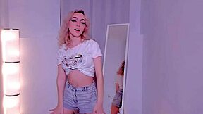 Blonde teen dances on webcam