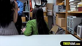 mall cop rails brunette shoplifters