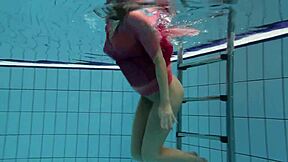 silvie dives in pool bikini slips shows big tits and hairy beaver