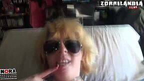 horny blonde teen dances groping her pussy and tits to music