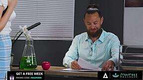 freya parker's nuru massage ends with teacher cumshot ride