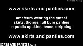 Skinny 18yo Teases Ass In Jeans And Skirts Upskirt