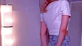 Blonde teen dances on webcam