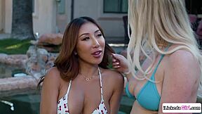 Why's my asian stepdaughter licking stepmom's ass like that